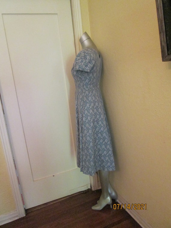 50s Lace Dress Blue White Tea Dress - image 6
