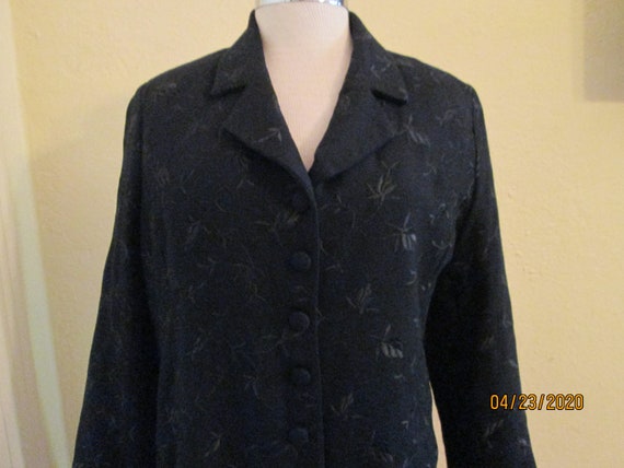 Vintage Long Blazer Jacket Navy Embroidered Blaze… - image 4