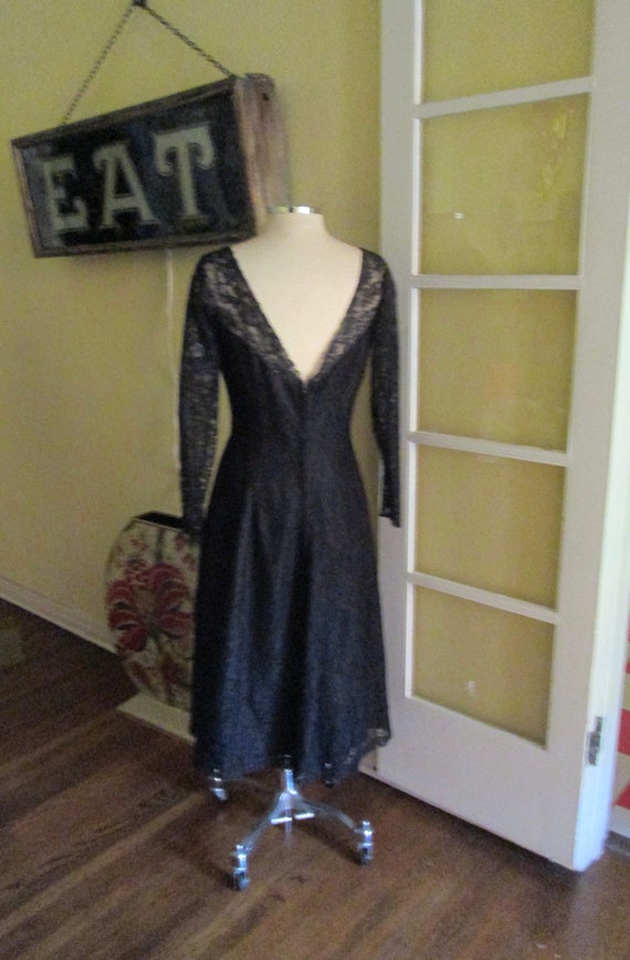 1950s Black Lace Cocktail Dress Gorgeous M / L - image 6