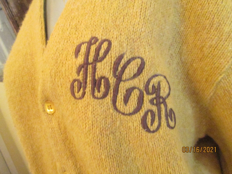 1960s Jantzen Cardigan Mustard Yellow Letter Cardigan