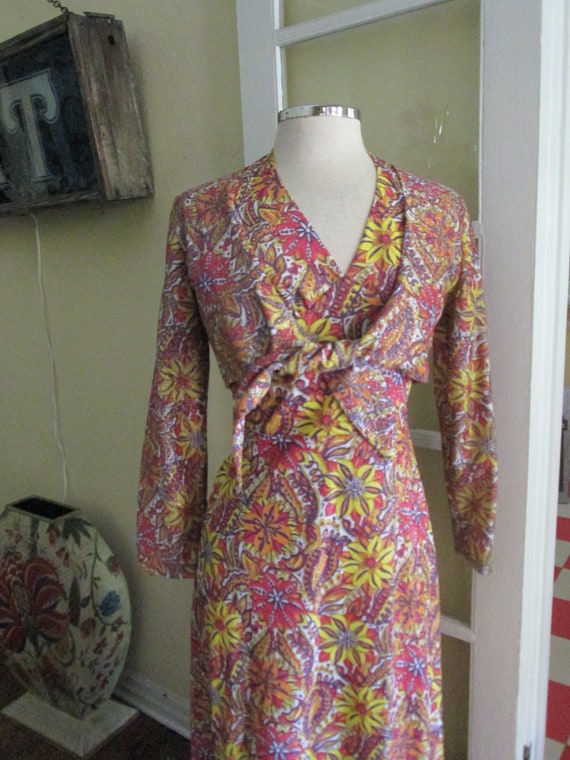 Vintage 60s XS Metallic Paisley Halter Gown W Jac… - image 3