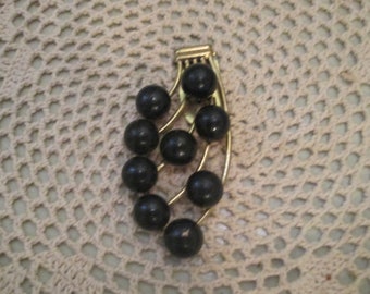 Vintage Cherry Brown Gold Dress Clip Brooch