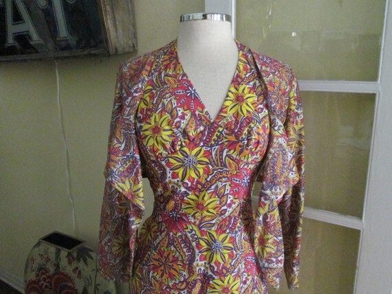 Vintage 60s XS Metallic Paisley Halter Gown W Jac… - image 5