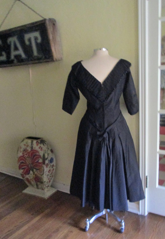 Vintage 50s Silk Taffeta Cocktail Dress Mignon Be… - image 7