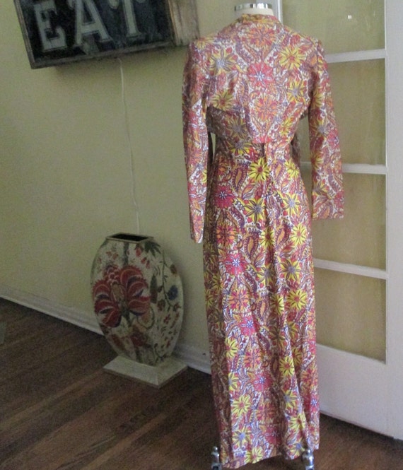 Vintage 60s XS Metallic Paisley Halter Gown W Jac… - image 8