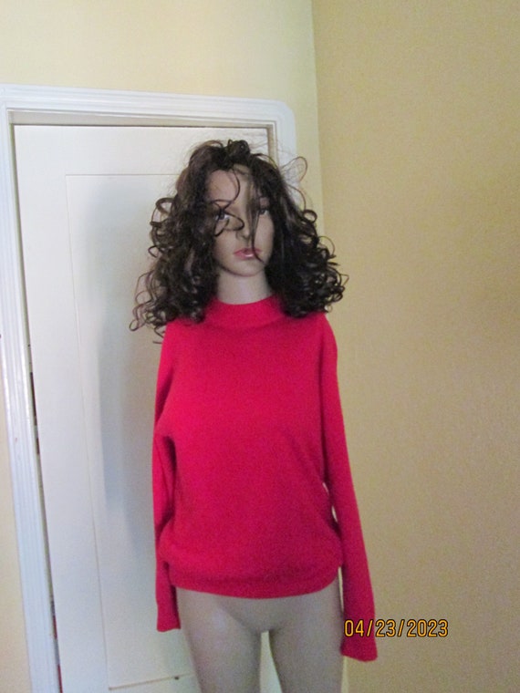 Vintage Red Cashmere Sweater Pullover Large