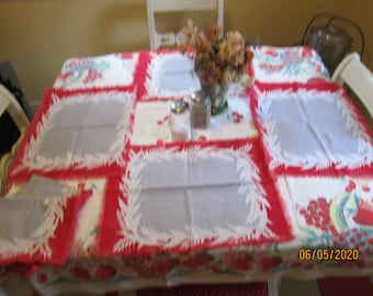 1950s Placemats 6 And Napkins 8 Gray Red