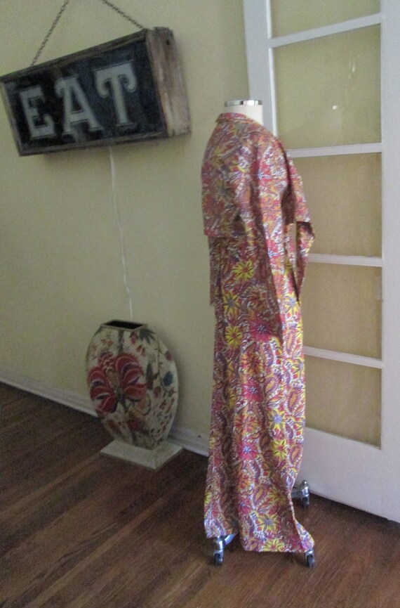 Vintage 60s XS Metallic Paisley Halter Gown W Jac… - image 6