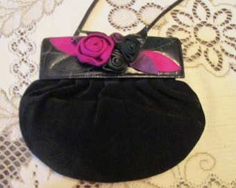 Vintage 80s Braccialini Rosettes Suede Crossbody Bag