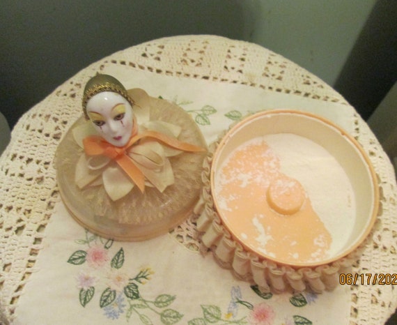 Vintage Rare Porcelain Harlequin Powder Box Delag… - image 7