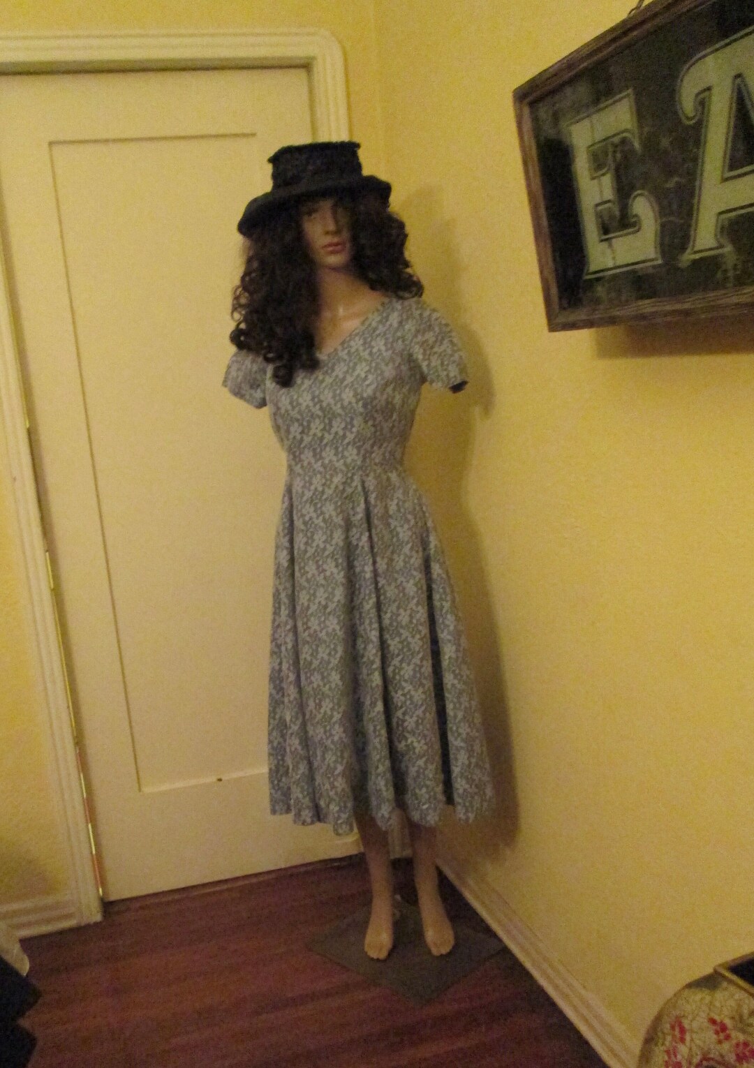 50s Lace Dress Blue White Tea Dress Etsy