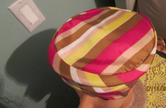 Vintage Pillbox Cloche Hat Clover Lane  Striped S… - image 5