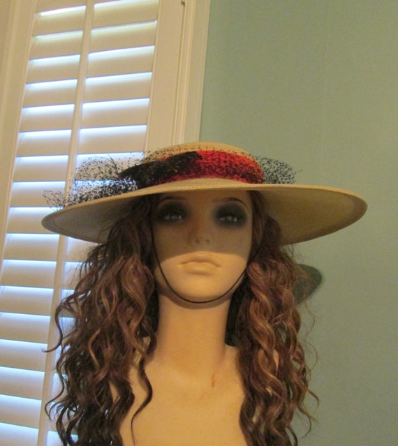 Vintage Wide Brim Straw Hat Christine Original