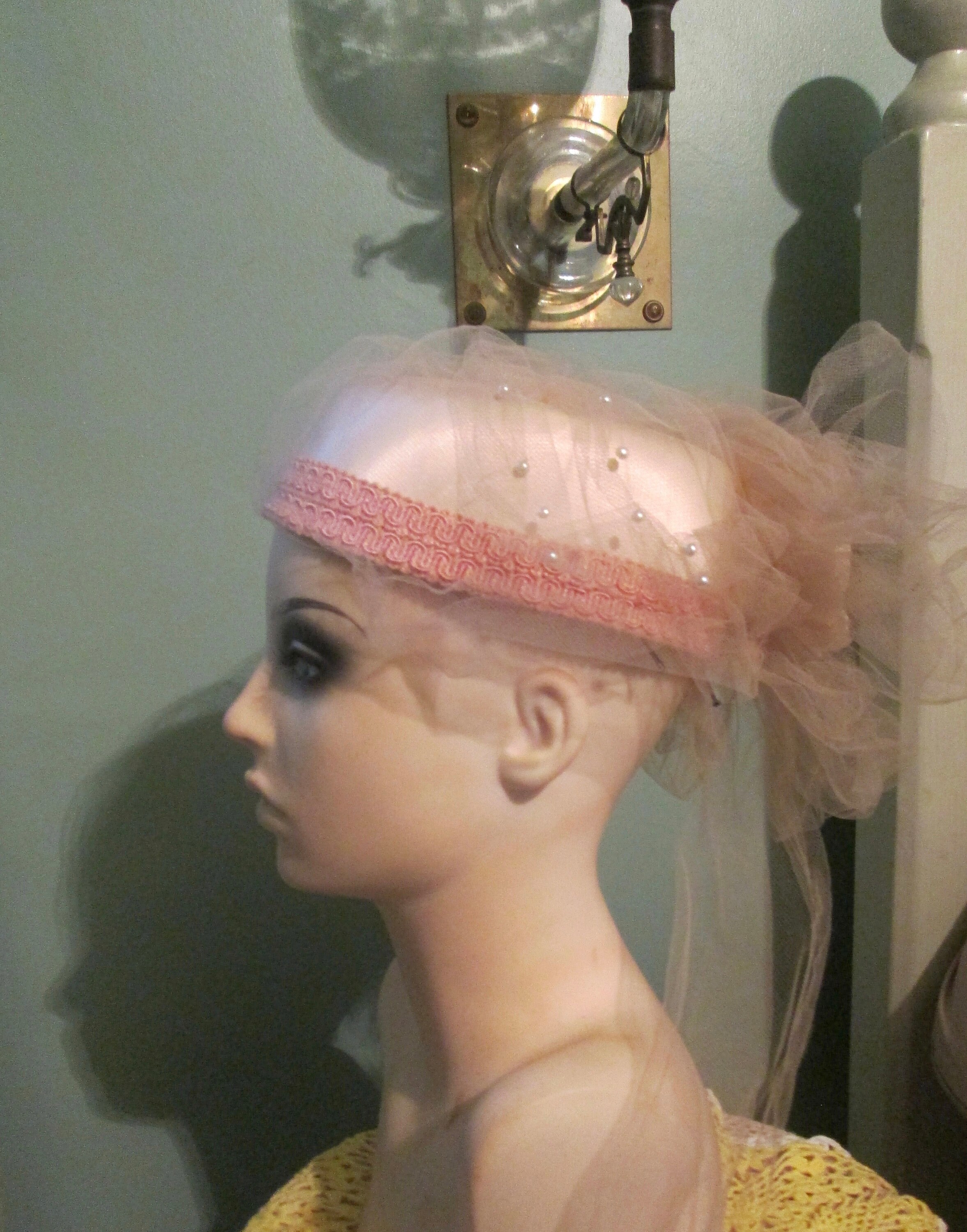 Vintage Pink Pillbox Hat Veil Faux Pearls Pink Bridal Hat Etsy