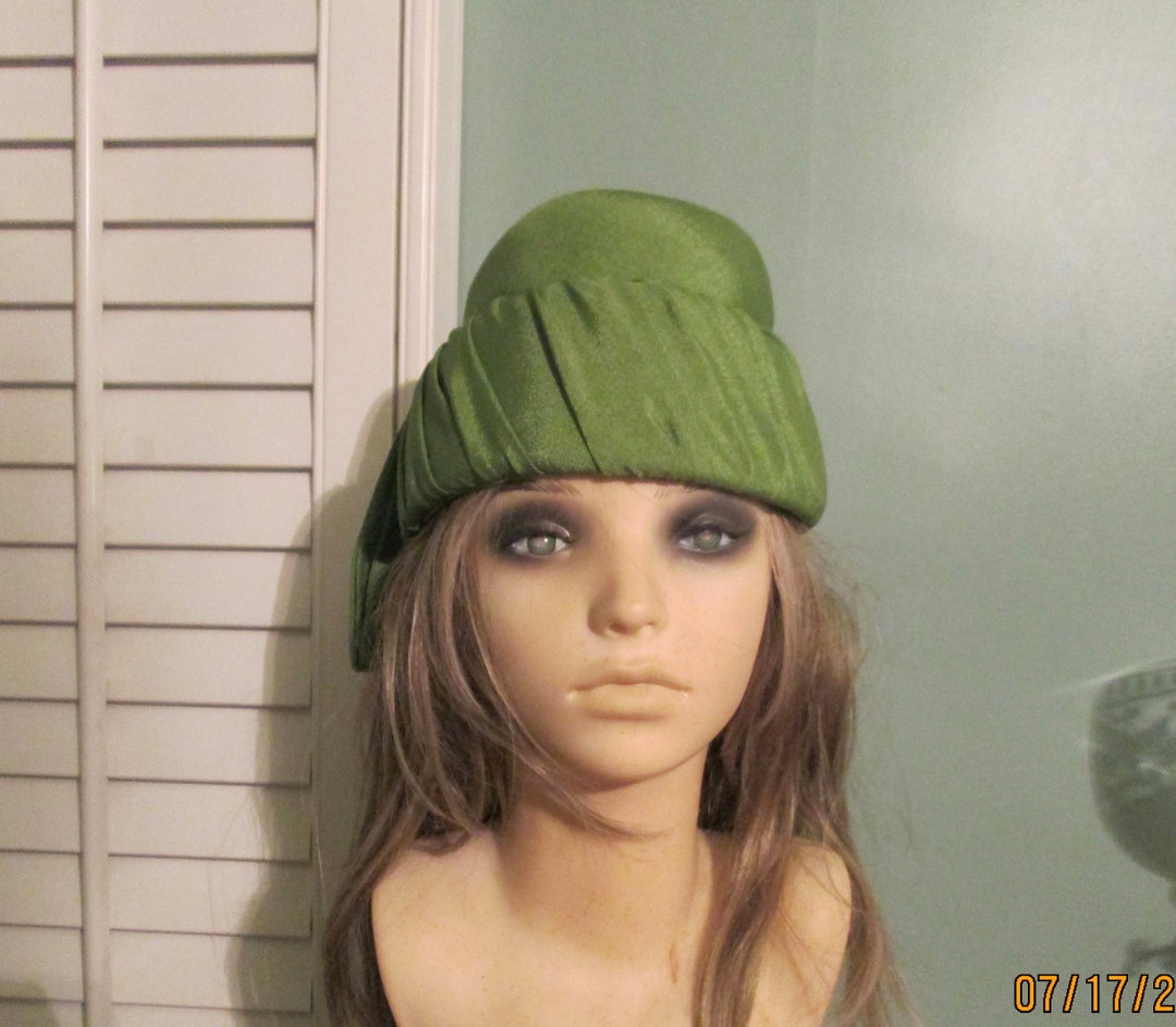 Vintage Bucket Hat Green Linen Hat Pleated Hat Small Etsy