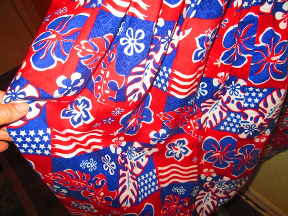 1970s Boho Skirt Patchwork Red White Blue  L XL - image 6