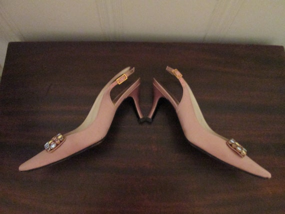 80s Stuart Weitzman Pink Satin Swarovski Crystals… - image 5