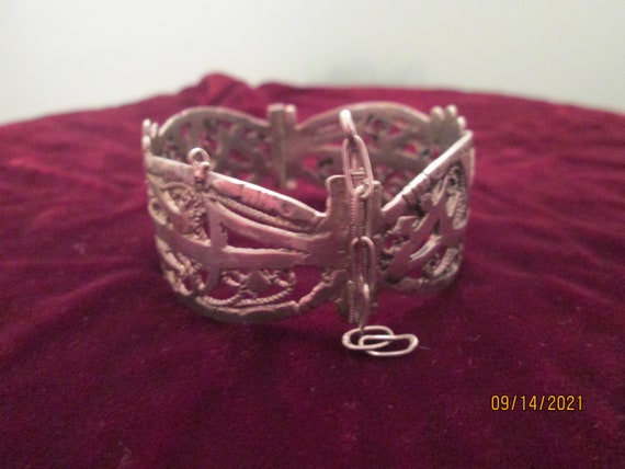 Vintage 60s Silver Filigree Bangle Bracelet Gorge… - image 10