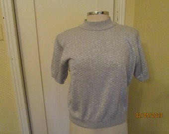 80s Norton McNaughton Silver Metallic Pullover Sweater