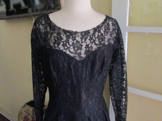 50s Vintage Black Robes De Cocktail Lace Applique Homecoming Dress Party Dress main image 0