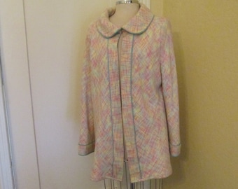 Vintage Pastel Tweed Swing Jacket