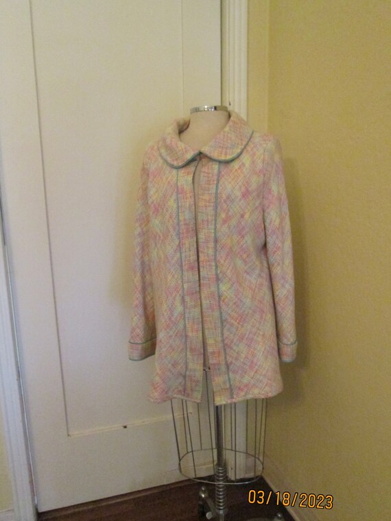 Vintage Pastel Tweed Swing Jacket