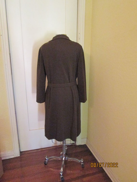 1960 I. Magnin Coat Dress Jacket Brown Belted Lar… - image 9