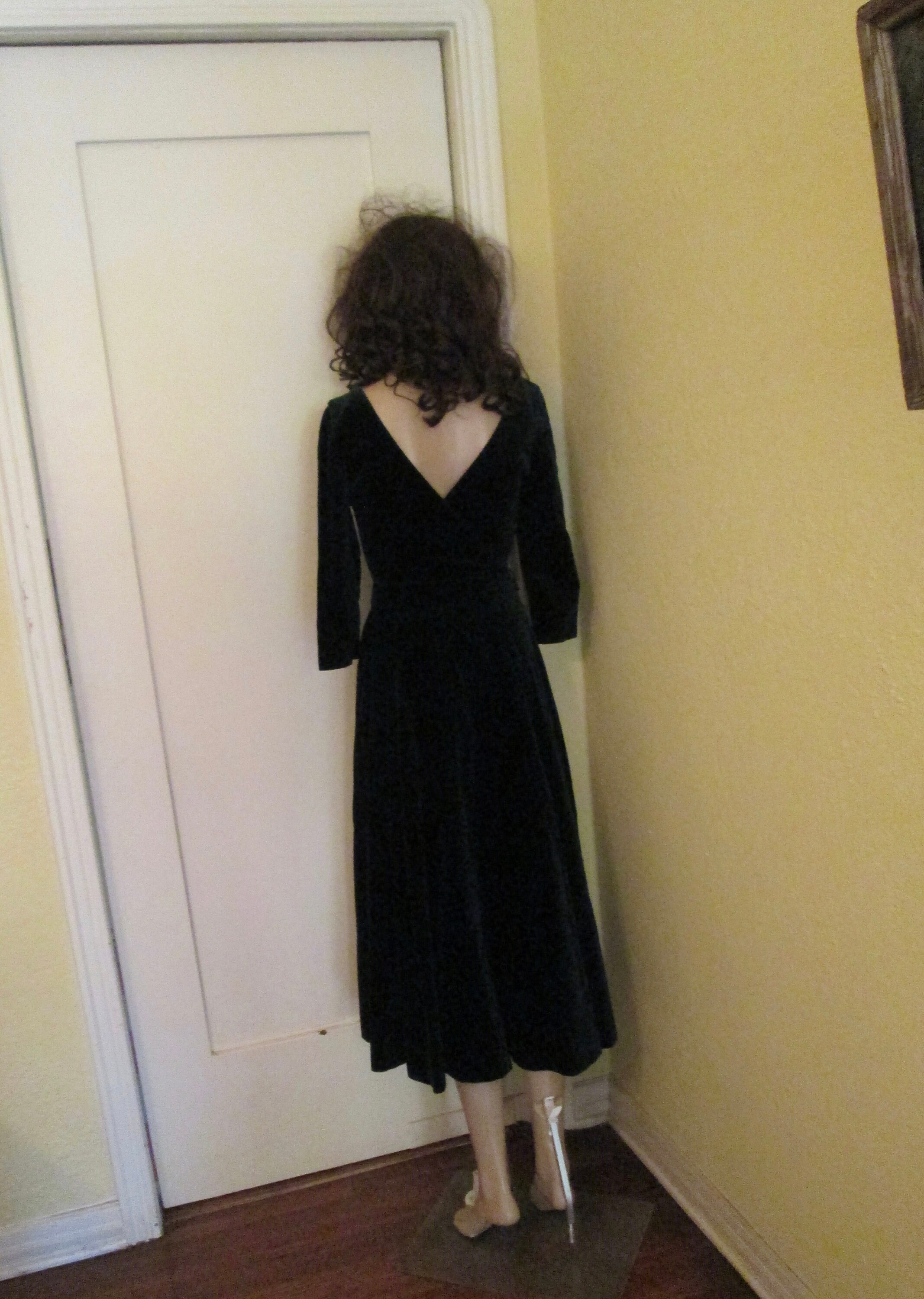 Vintage Laura Ashley Velvet Dark Green Dress 6 - Etsy