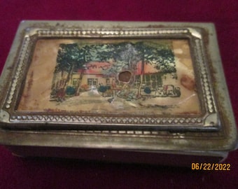 Antique Matchbox Holder Painting Matchbox Case Rare
