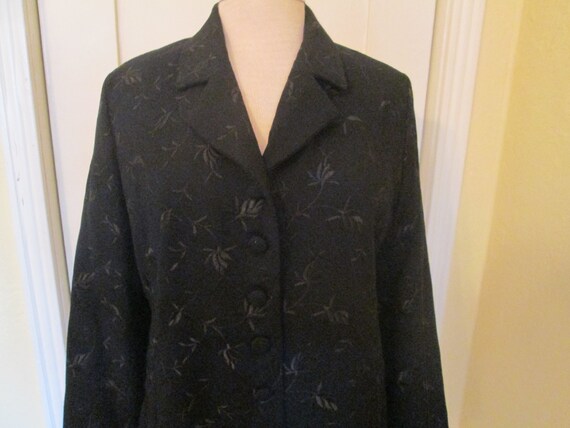 Vintage Long Blazer Jacket Navy Embroidered Blaze… - image 5