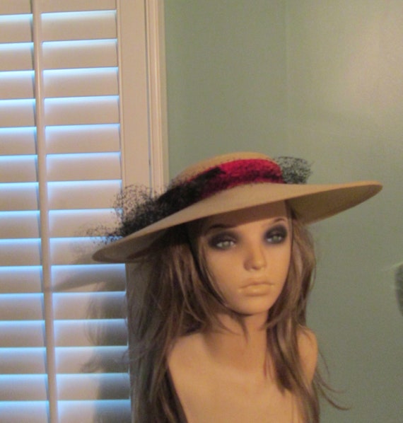 Vintage Wide Brim Straw Hat Christine Original - image 6