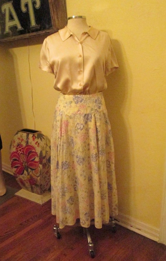 Vintage Laura Ashley Floral Pastel Skirt Long 12