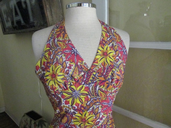 Vintage 60s XS Metallic Paisley Halter Gown W Jac… - image 10