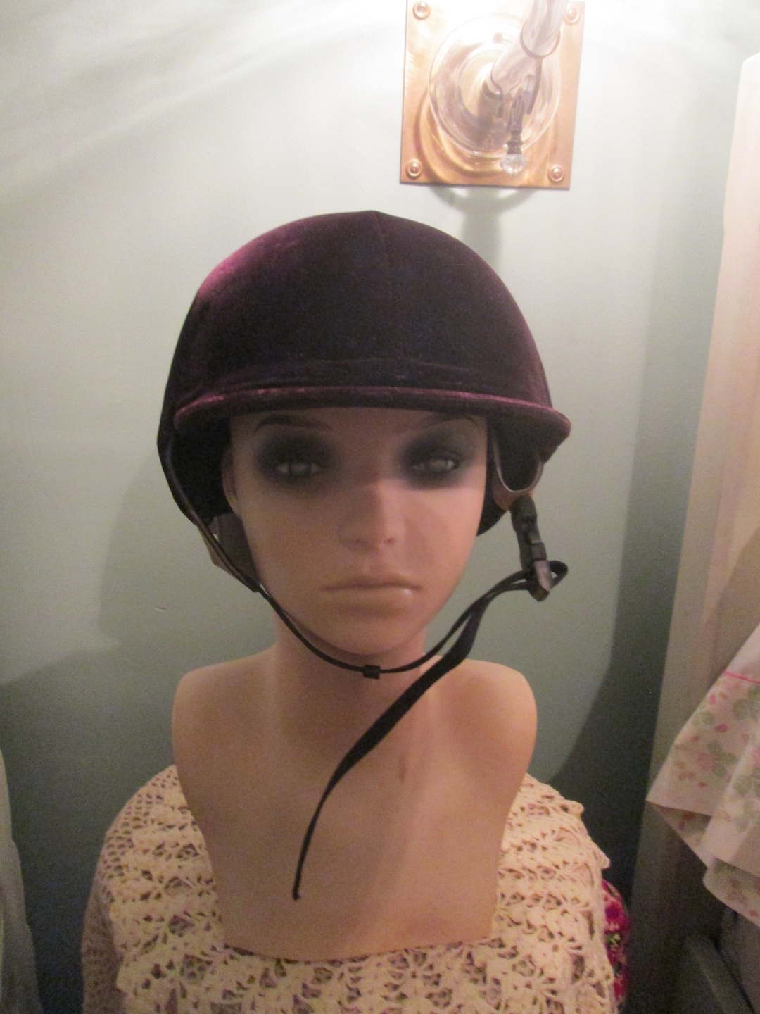 Vintage English Riding Helmet / Equestrian Helmet Velvet Etsy