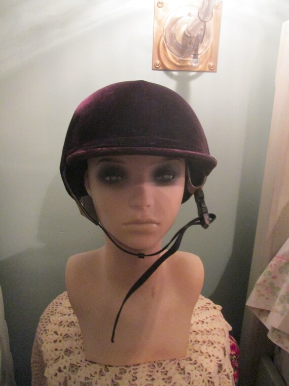 Vintage Burgundy Velvet Riding Helmet 