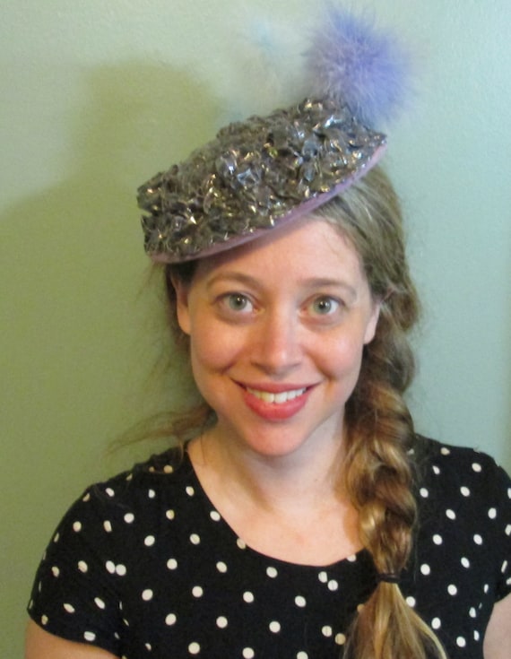 1940s Tilt Hat / Sunnycrest Original / Silver Pur