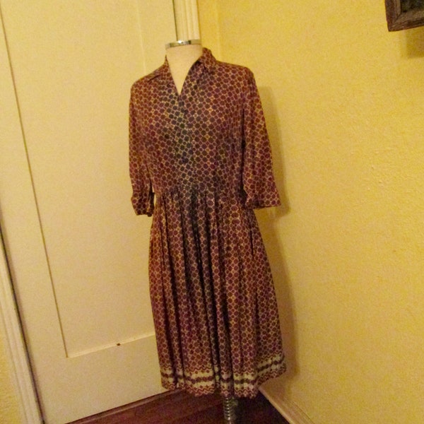 1930s Shirtwaist Dress Medium Large Union Label