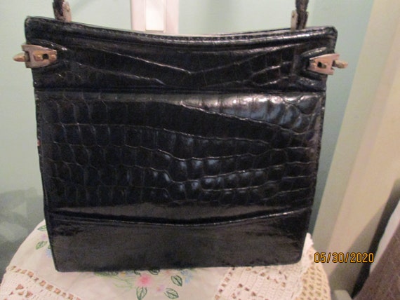 Vintage Croc 1950s Gorgeous  Handbag Good Size - image 2