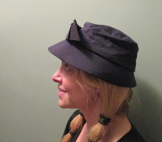 1960s Brim Bow Hat Black So Cute - image 3