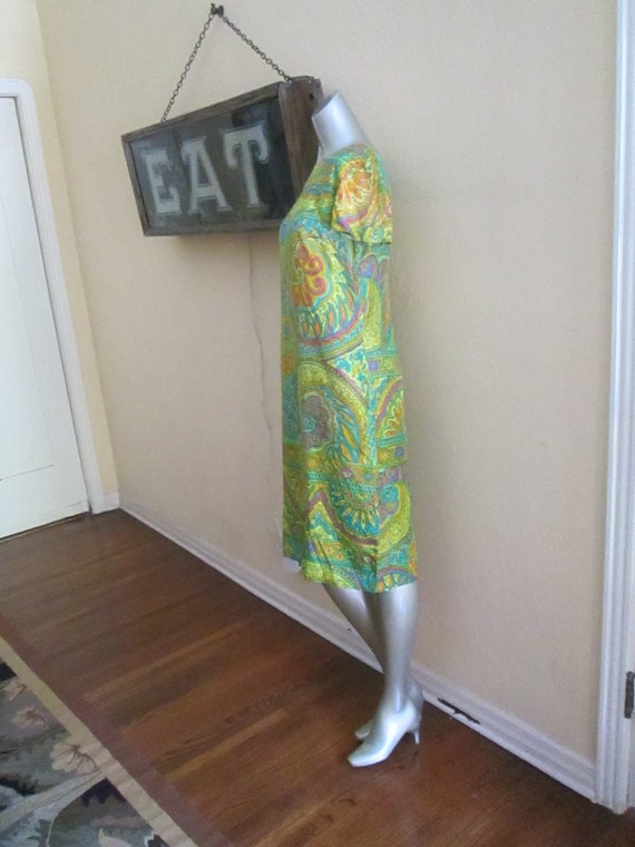 1960s Paisley Mod Silk Dress Neon House Of Lord's… - image 6