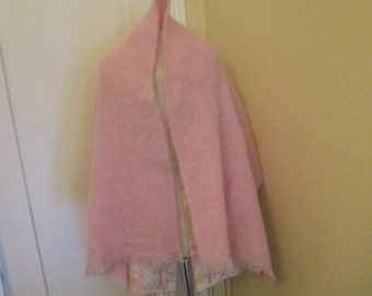 Vintage Donegal Handwoven Pink Mohair Shawl Ireland