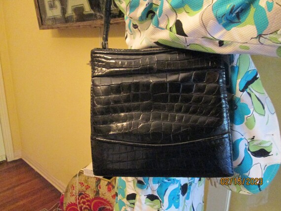 Vintage Croc 1950s Gorgeous  Handbag Good Size - image 10