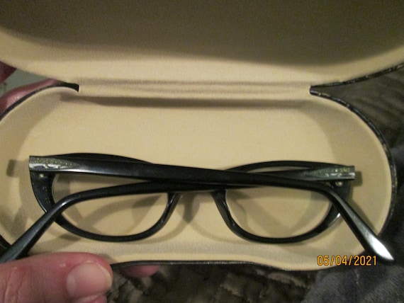 1950s Cat Eye Glasses Black W Rhinestones Titmus … - image 9