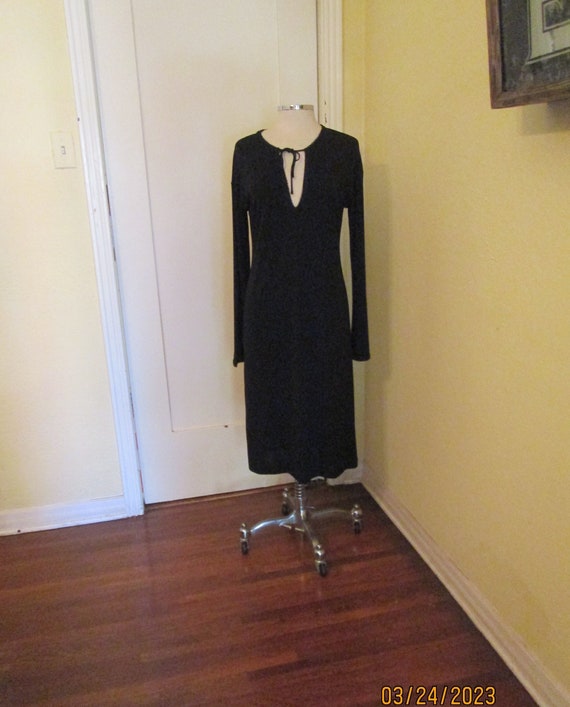 Vintage DKNY Black Midi Dress Form FItting Long S… - image 1