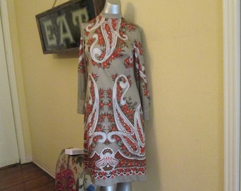 1960s Mod Paisley Pop Art Dress Knits By Francis X Dress