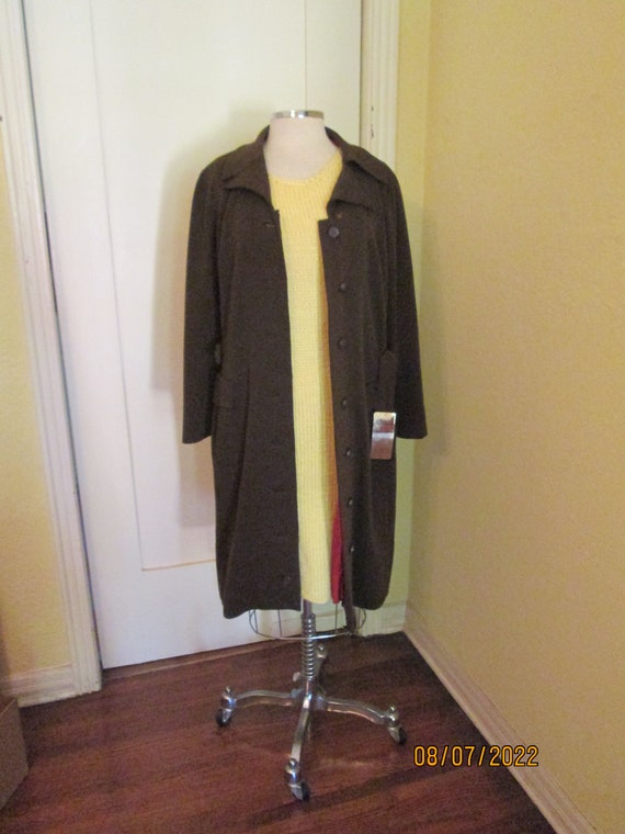 1960 I. Magnin Coat Dress Jacket Brown Belted Lar… - image 2