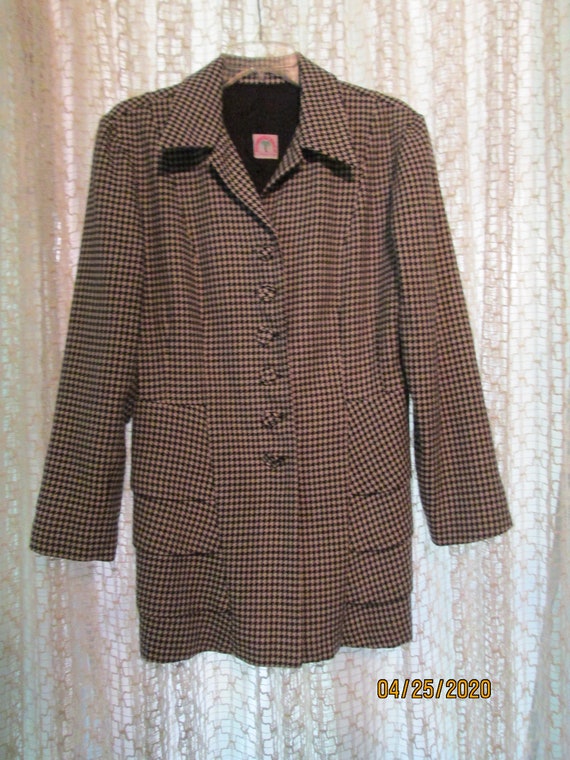 Vintage 40s Style Long Jacket Herringbone Jacket - image 4