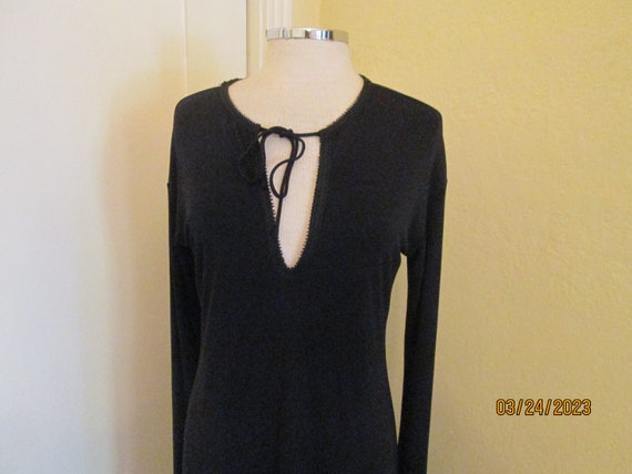 Vintage DKNY Black Midi Dress Form FItting Long S… - image 4