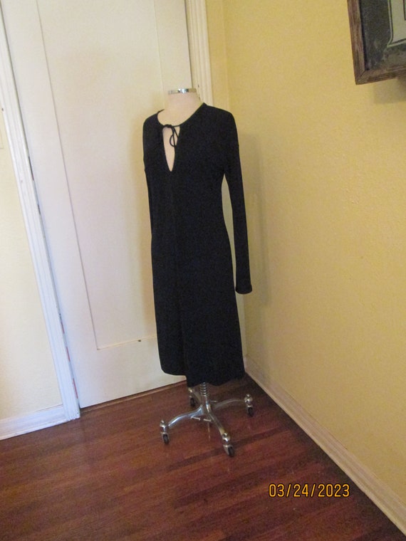 Vintage DKNY Black Midi Dress Form FItting Long S… - image 3
