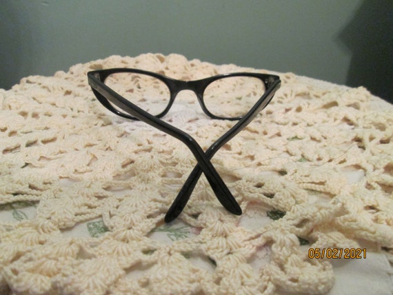 1950s Cat Eye Glasses Black W Rhinestones Titmus … - image 6